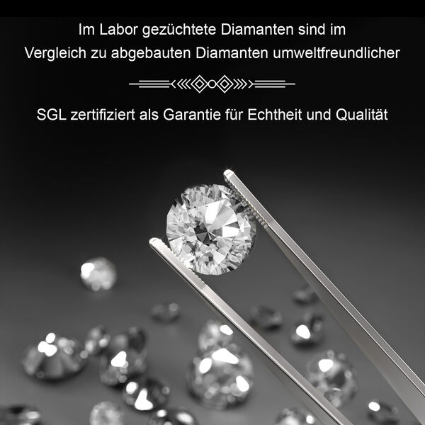 LUXURIANT SGL zertifizierter VS-EF Labor Diamant Anh&auml;nger mit 50cm Kette, 925 Silber Gelbgold Vermeil - 1 ct. image number 10