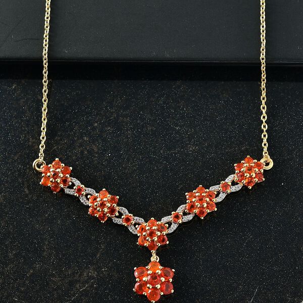 D'Joy AAA Blaze Feueropal Halskette ca. 45 cm 925 Silber 750 Gelbgold Vermeil ca. 3,94 ct. image number 2