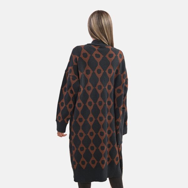 LA MAREY - offene Strickjacke mit Farbkontrast, Einheitsgr&ouml;&szlig;e Schwarz image number 1