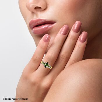 Nat&uuml;rlicher Chromdiopsid-Ring, 925 Silber Gelbgold Vermeil  ca. 1,55 ct