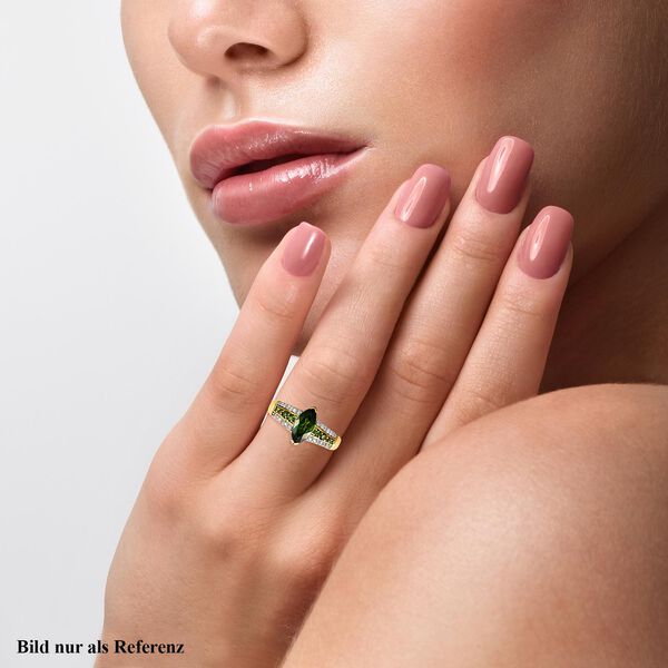 Nat&uuml;rlicher Chromdiopsid-Ring, 925 Silber Gelbgold Vermeil  ca. 1,55 ct image number 3