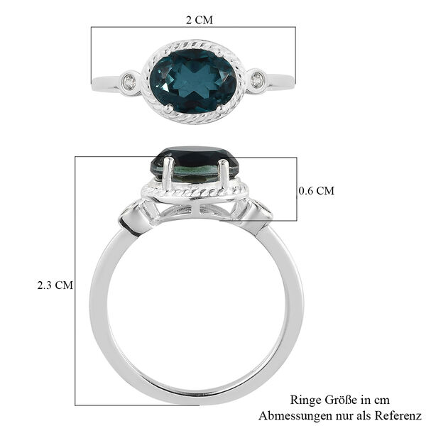 Indicolit Triplett Quarz und Zirkon-Ring, 925 Silber  ca. 1,42 ct image number 6