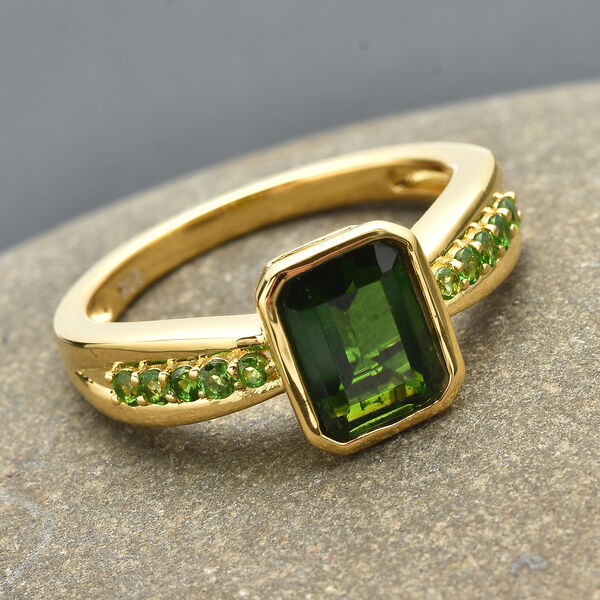 Nat&uuml;rlicher Chromdiopsid-Ring, 925 Silber vergoldet  ca. 1,88 ct image number 4
