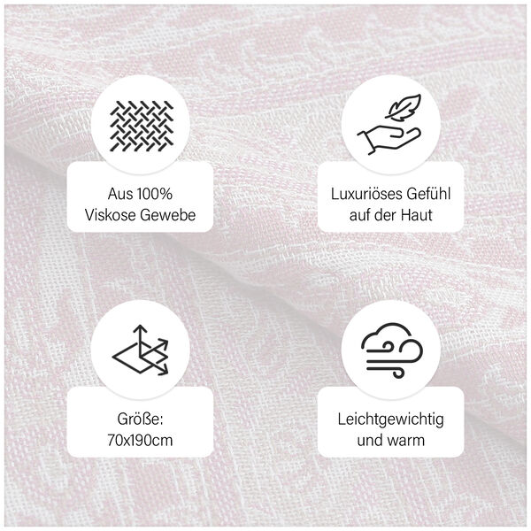 Gewebter Viskose Jamawar Schal, pink image number 7