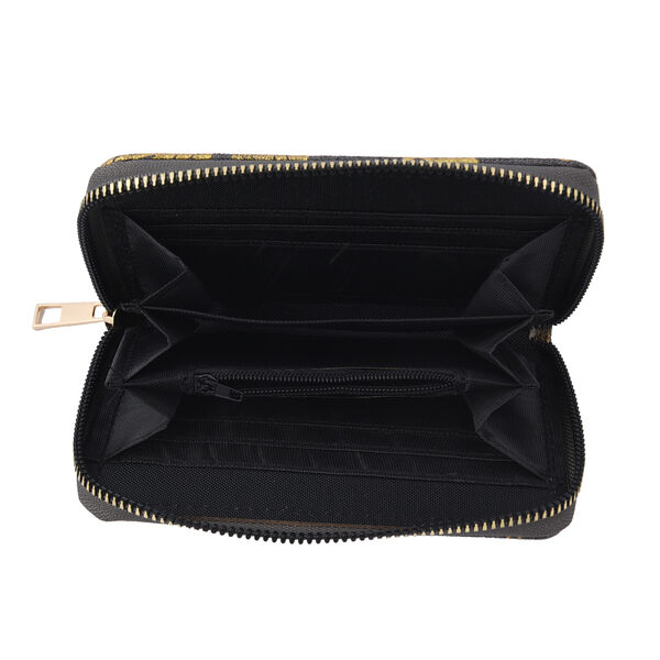 3er-Set Jute Brieftasche, Blattmuster, Gr&ouml;&szlig;e 19,5x3x9,5 cm, Grau und Gold image number 5