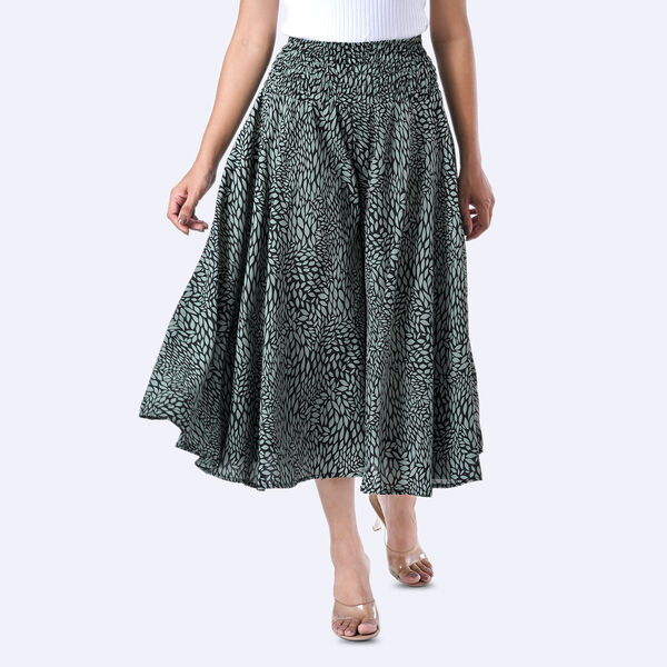 Weit geschnittene Freizeithose, Smockbund, 85x39cm, Schwarz und grün image number 6