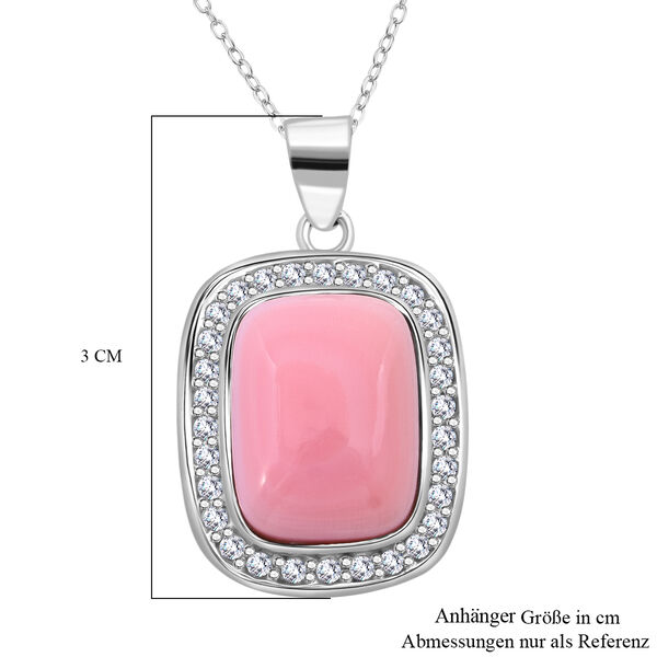 AAA Nat&uuml;rlicher Rosa K&ouml;nigsmuschel Perle, Wei&szlig;er Zirkon Anh&auml;nger mit Kette, 925 Silber rhodiniert image number 7