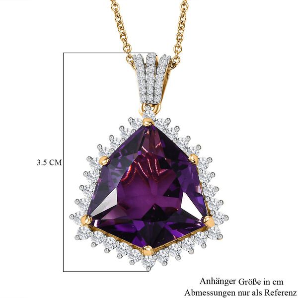 AA afrikanischer Amethyst und Zirkon-Anh&auml;nger mit Kette - 22,25 ct. image number 7