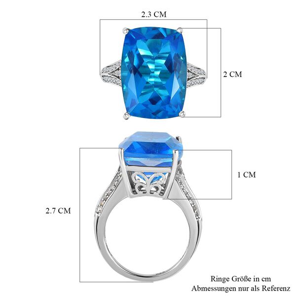 AAA Karibik Quarz, weißer Zirkon Ring, 925 Silber platiniert (Größe 17.00) ca. 15.65 ct image number 7