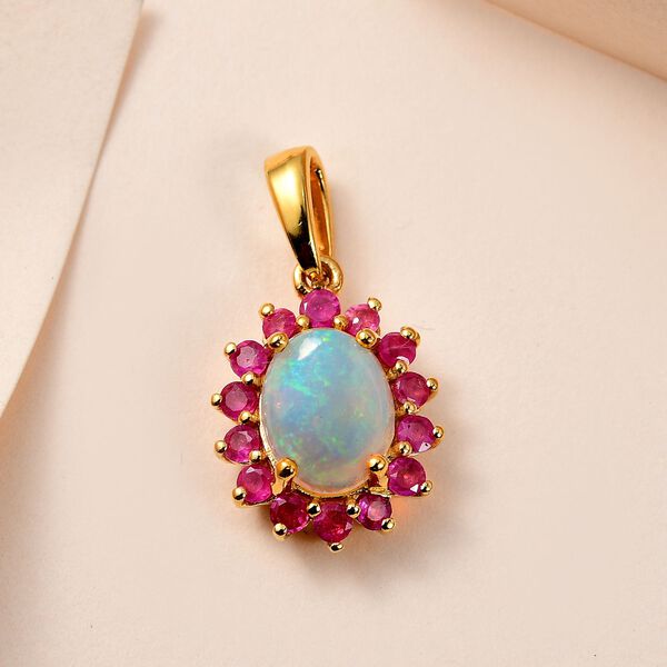 Natürlicher, äthiopischer Welo Opal und afrikanischer Rubin-Anhänger - 1,77 ct. image number 2
