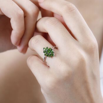 Nat&uuml;rlicher Chromdiopsid Ring 925 Silber rhodiniert (Gr&ouml;&szlig;e 20.00) ca. 1,13 ct