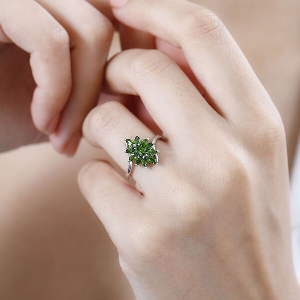 Nat&uuml;rlicher Chromdiopsid Ring 925 Silber rhodiniert (Gr&ouml;&szlig;e 20.00) ca. 1,13 ct image number 3