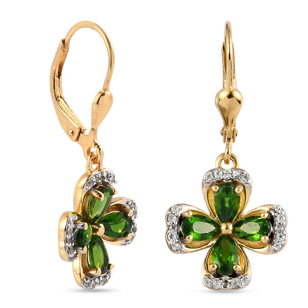 Russischer Diopsid und Zirkon Ohrhänger 925 Silber vergoldet ca. 2,19 ct  image number 4