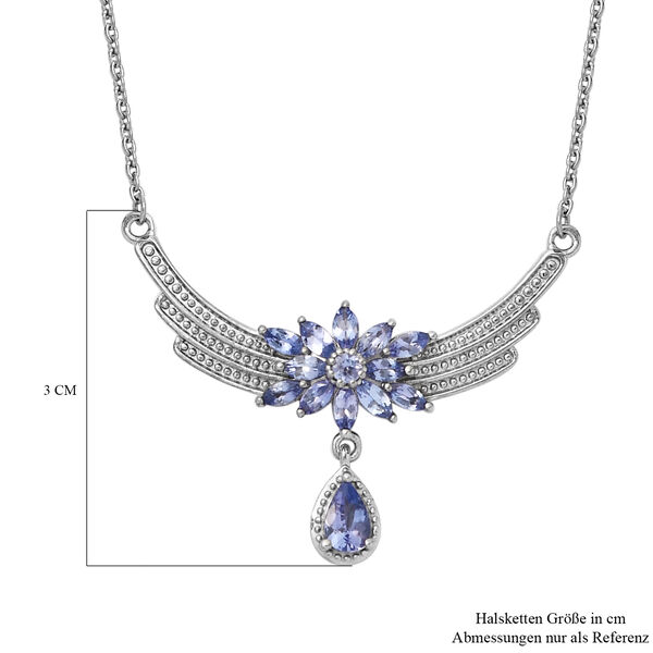 Tansanit Halskette 45 cm 925 Silber platiniert ca. 1,53 ct image number 5