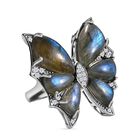 GP Trionfo Kollektion - Labradorit Ring, 925 Silber platiniert (Größe 21.00) ca. 14.77 ct