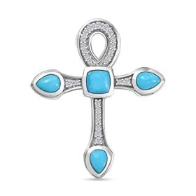 AA Amerikanischer natürlicher Sleeping Beauty Türkis und Zirkon Anhänger - 1,22 ct.