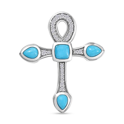 AA Amerikanischer natürlicher Sleeping Beauty Türkis und Zirkon Anhänger - 1,22 ct. image number 0