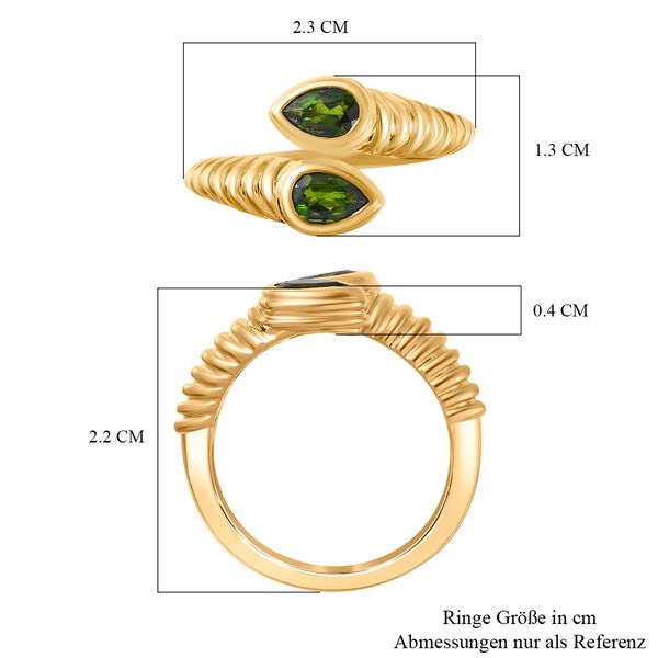 Natürlicher Chromdiopsid Ring 925 Silber vergoldet (Größe 20.00) ca. 0,88 ct image number 7