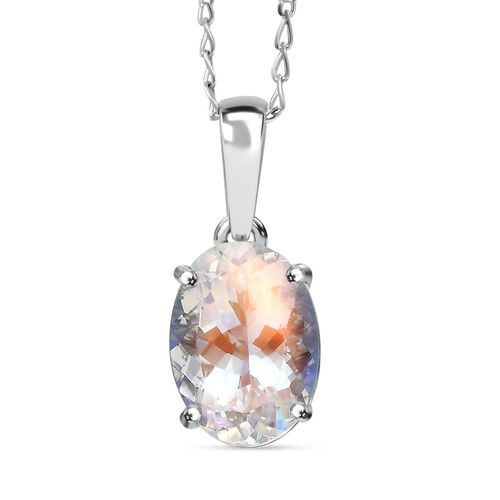 RHAPSODY - SELTENSTE AAAA Natürlicher Malagasy Mondstein Anhänger mit Kette, 950 Platin ca. 4.00 ct image number 0