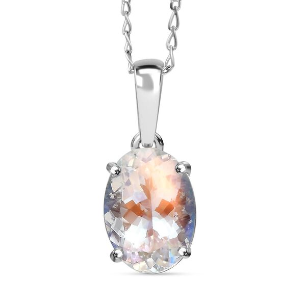 RHAPSODY 4 ct. AAAA nat&uuml;rlicher Malagasy Mondstein Anh&auml;nger mit 45cm Kette in 950 Platin