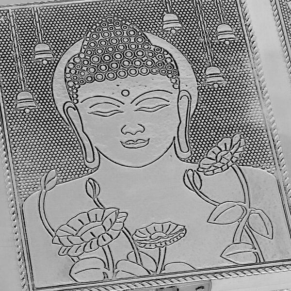 2er-Set Lord Buddha gepr&auml;gte Schmuckk&auml;sten, Gr&ouml;&szlig;e: 17,7x12,7x5,08 cm, Silber und Blau image number 4