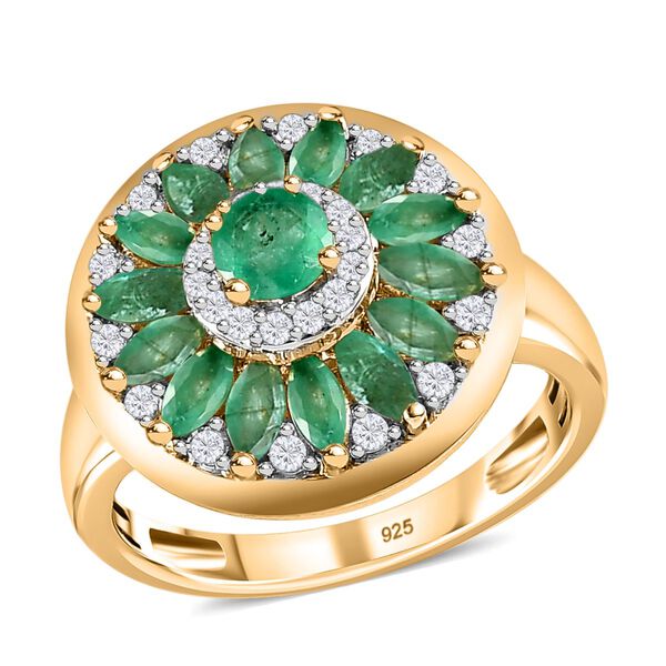 Smaragd und Zirkon Ring- 1,65 ct. image number 4