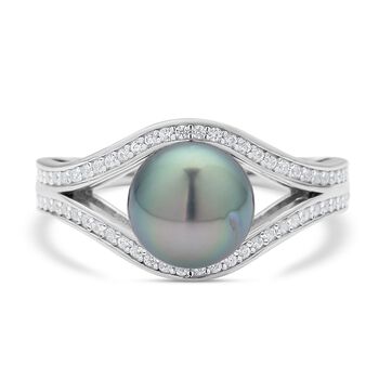 Tahiti Perle und Zirkon-Ring