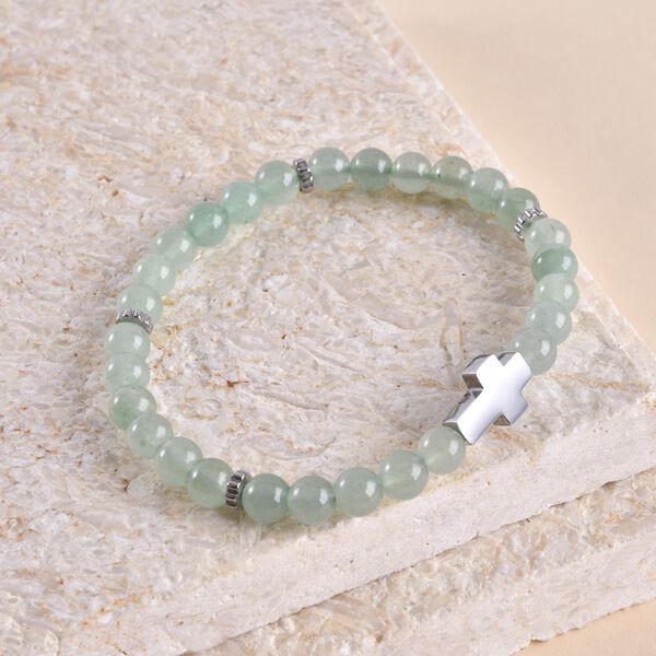 Grünes Aventurin Armband, ca. 19 cm, reiner Edelstahl ca. 65.00 ct image number 2