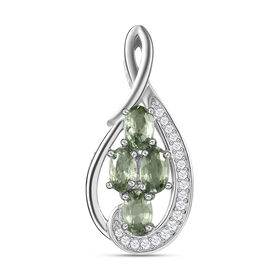Grüner Saphir und weißer Zirkon-Anhänger - 1,42 ct.