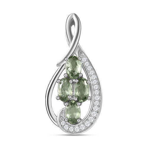 Grüner Saphir und weißer Zirkon-Anhänger - 1,42 ct. image number 0