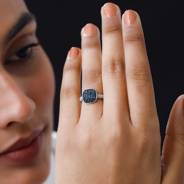 Blauer Diamant Ring, 925 Silber platiniert (Größe 20.00) ca. 0.50 ct image number 2