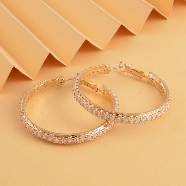 Wei&szlig;er Zirkonia Ohrringe, goldfarben image number 1