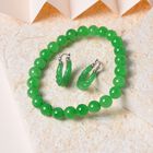 2er Set - Grüne Jade Armband und Ohrringe Schmuckset, 925 Silber rhodiniert ca. 129.00 ct image number 1