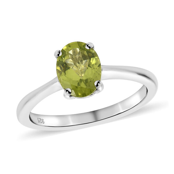Nat&uuml;rlicher Peridot Solit&auml;r Ring 925 Silber platiniert  ca. 1,26 ct image number 4