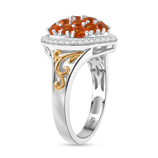 D'Joy AA Salamanca Feueropal, Wei&szlig;er Zirkon Ring 925 Silber Rhodiniert und 750 Gelbgold Vermeil (Gr&ouml;&szlig;e 18.00) ca. 1,22 ct image number 5