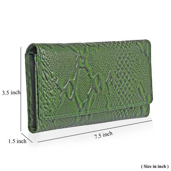 LA MAREY Geldb&ouml;rse aus Leder mit RFID Schutz und Python Pr&auml;gung, 18,4 x 10,2 cm, Gr&uuml;n image number 10