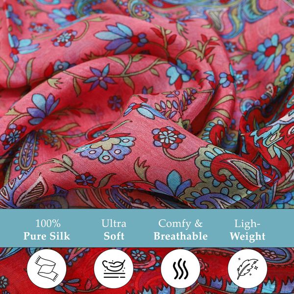 Natur-Seidenschal, Edelstein Schl&uuml;sselanh&auml;nger im Geschenkbox, 48x160 cm, Rot image number 6