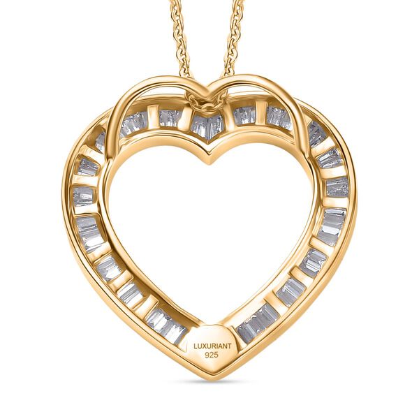 LUXURIANT VS-EF Labor Diamant Herz Anh&auml;nger mit 50cm Kette, 925 Silber 750 Gelbgold Vermeil - 2 ct. image number 5