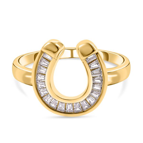 Lustro Stella - Wei&szlig;er Zirkonia Ring, 925 Silber vergoldet, ca. 0,72 ct