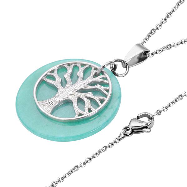 Amazonit-Anhänger mit Kette, reiner Edelstahl ca. 15,50 ct image number 4