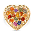 Mehrfarbiger Saphir, Rosa Saphir Ring 925 Silber Gelbgold Vermeil (Größe 19.00) ca. 3.27 ct