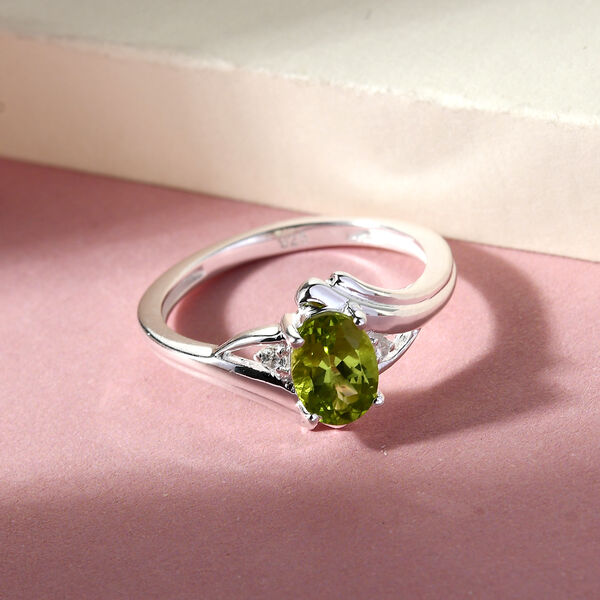 Nat&uuml;rlicher Peridot und Zirkon Ring 925 Silber  ca. 0,92 ct image number 2