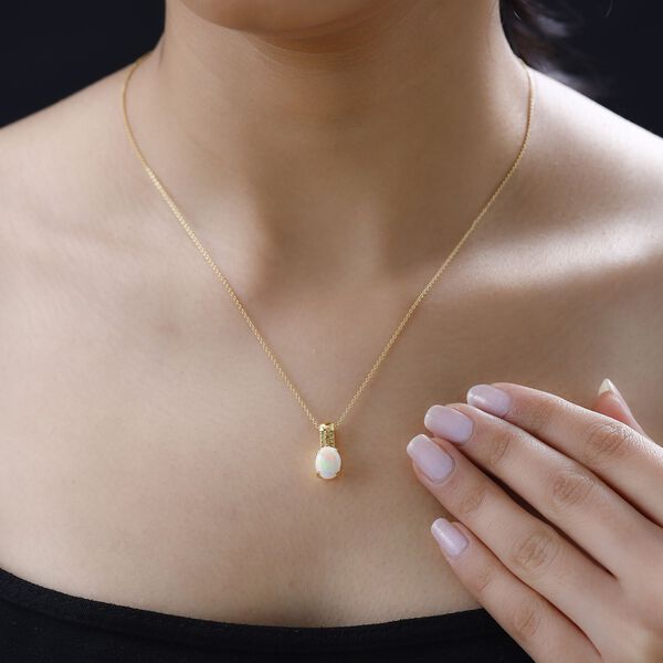 AA natürlicher, äthiopischer Welo Opal und gelber Diamant-Anhänger - 1,25 ct. image number 4