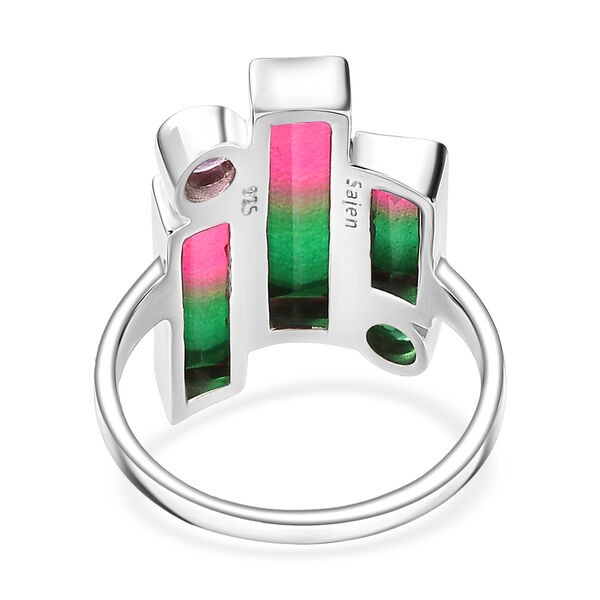 Sajen Silber-Wassermelonen Quarz Triplette Ring 925 Silber rhodiniert (Gr&ouml;&szlig;e 19.00) ca. 6.70 ct image number 4