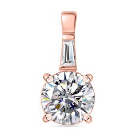 Moissanit Anhänger, 925 Silber 750 Roségold Vermeil - 1,84 ct.