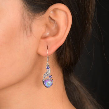 Sajen Silber-Opal Dublett, Regenbogen Lavendel Ohrringe 925 Silber rhodiniert ca. 9.73 ct