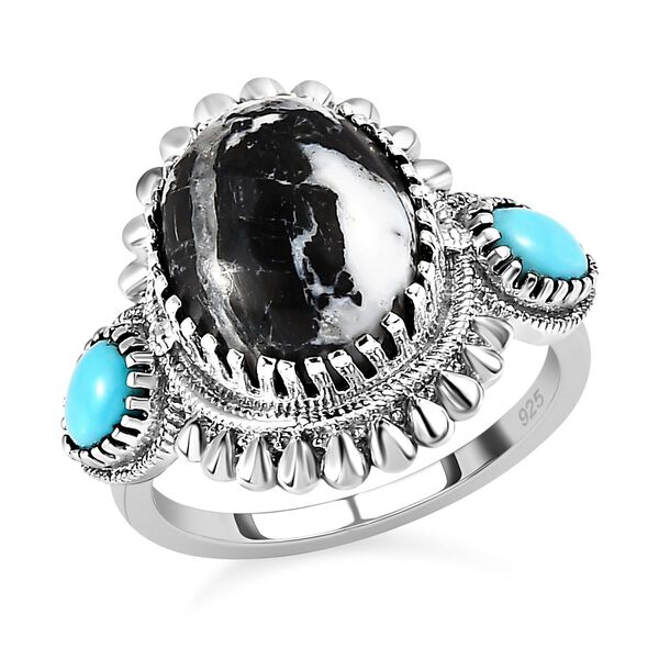 Wei&szlig;er B&uuml;ffel und Sleeping Beauty T&uuml;rkis Ring - 6,37 ct. image number 3