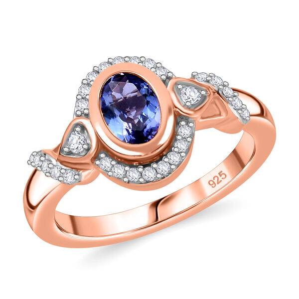 Tansanit und Zirkon-Ring, 925 Silber rosévergoldet  ca. 0,87 ct image number 4