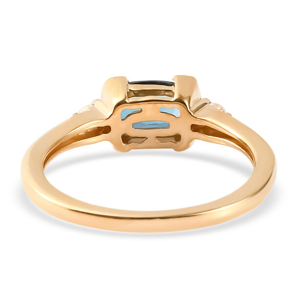 London Blau Topas und Zirkon Ring 925 Silber vergoldet image number 6