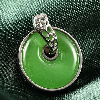 Gr&uuml;ne Jade Anh&auml;nger mit Kette c.a 45 cm 925 Silber rhodiniert ca. 8,95 ct